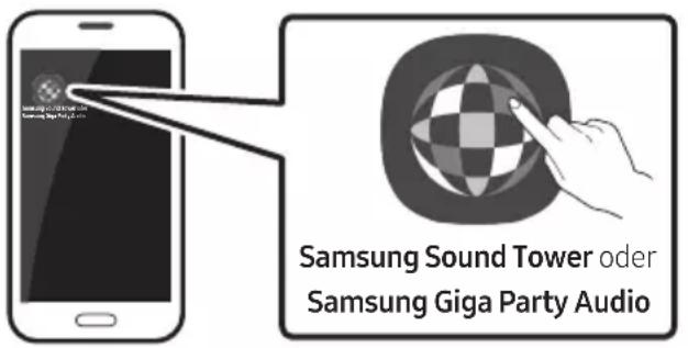 SAMSUNG MXT40 - Starten die Samsung Sound Tower (Giga Party Audio)-App - 1