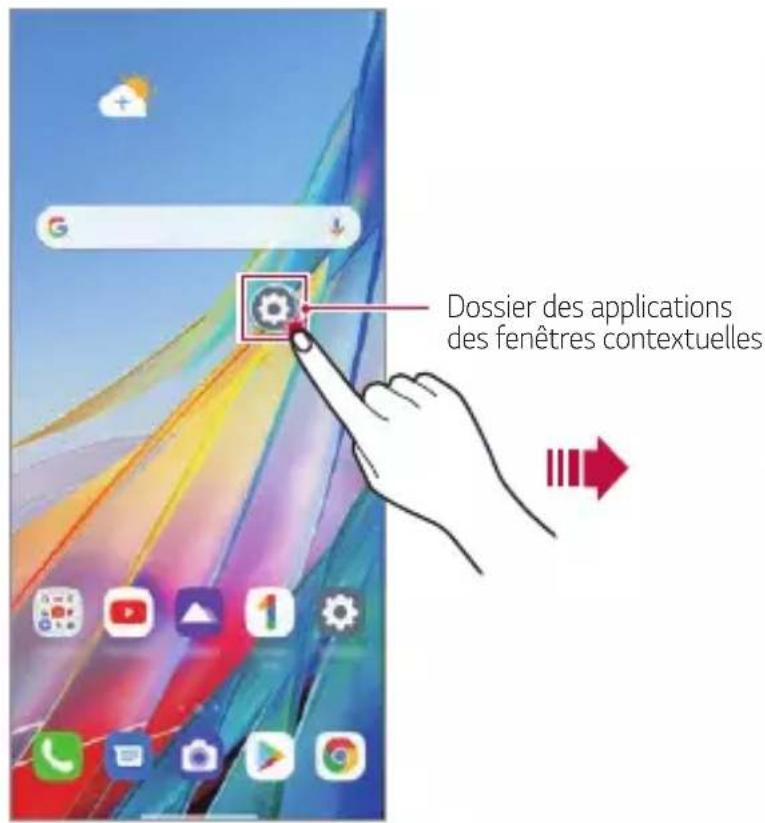 LG Wing - Utiliser le dossier d'applications pour les fenêtres contextuelles - 3