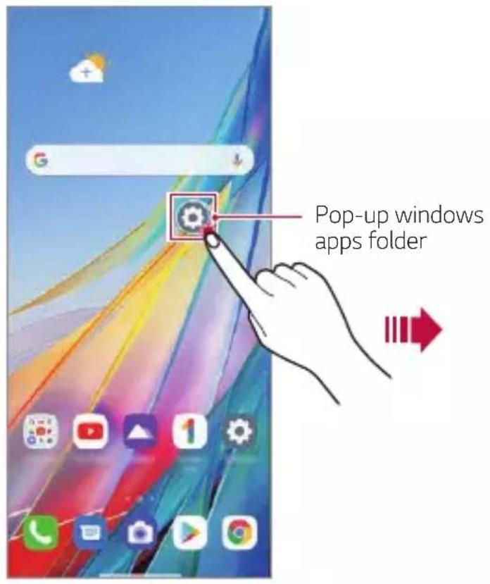 LG Wing - Using the app folder for pop-up windows - 3