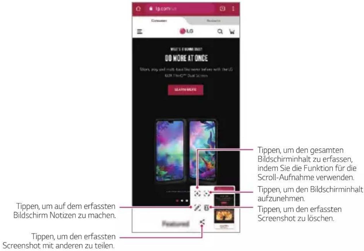 LG Wing - Zusätzliche Funktionen nach Erstellen eines Screenshot - 1