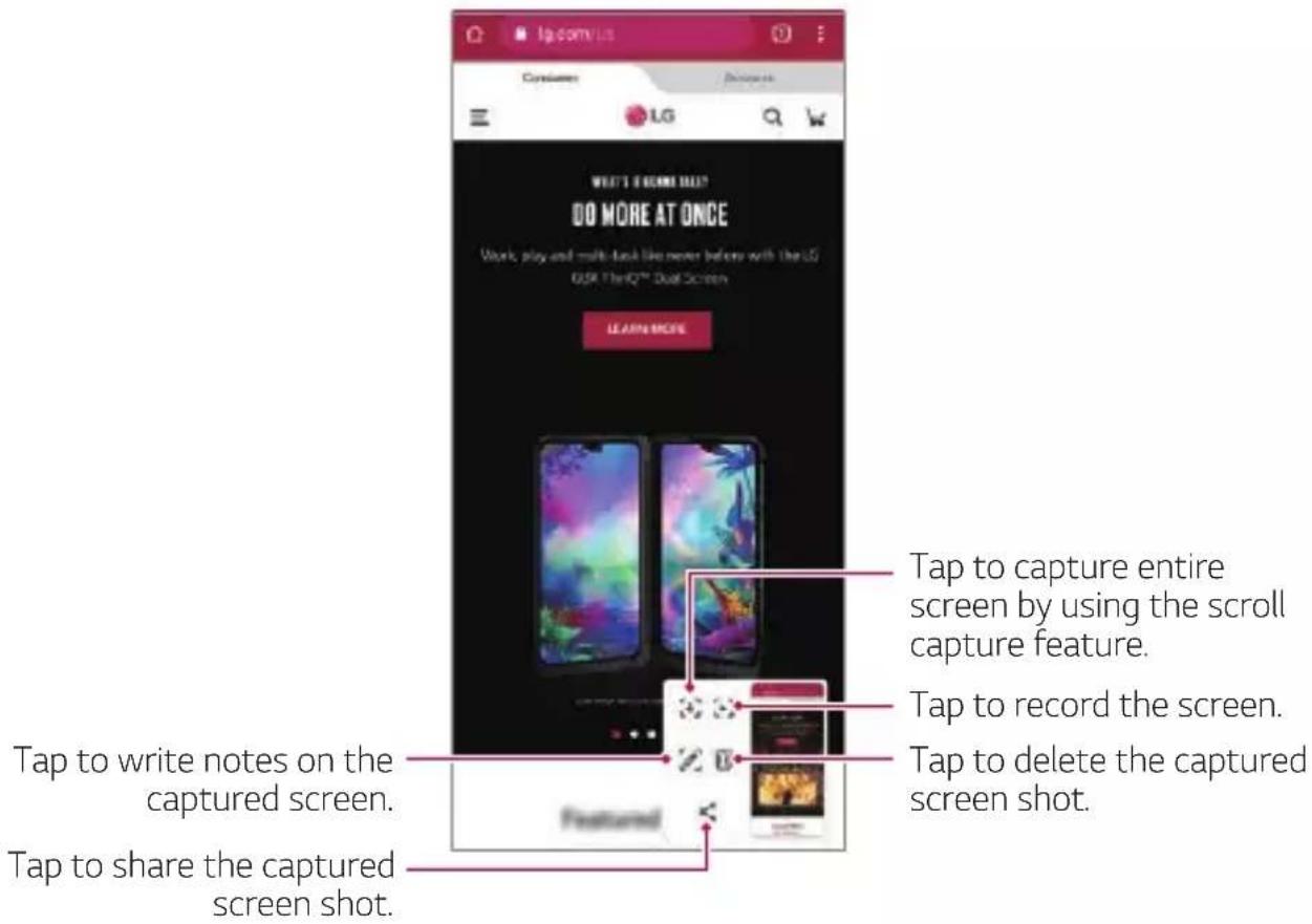 LG Wing - Additional features after capturing a screenshot - 1