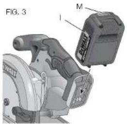 DEWALT DW733 - Installing and Removing the Battery Pack (Fig. 3) - 1