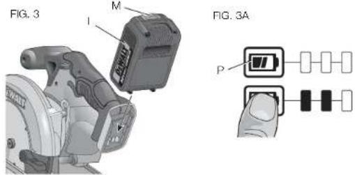DEWALT DW733 - Installation et retrait du bloc-piles (Fig. 3) - 1