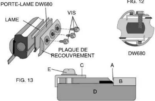DEWALT DW680K - Remplacement et reglades des lames au carbure (DW677, DW678) - Figures 9 à 12 - 3