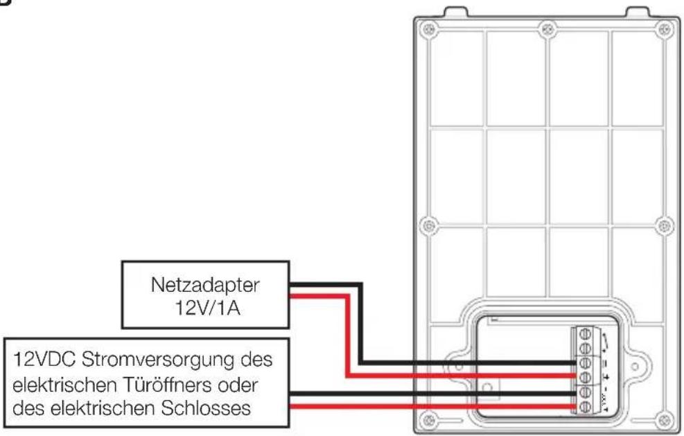 Netzadapter 12V/1A 12VDC Stromversorgung des elektrischen Türöffners oder des elektrischen Schlosses