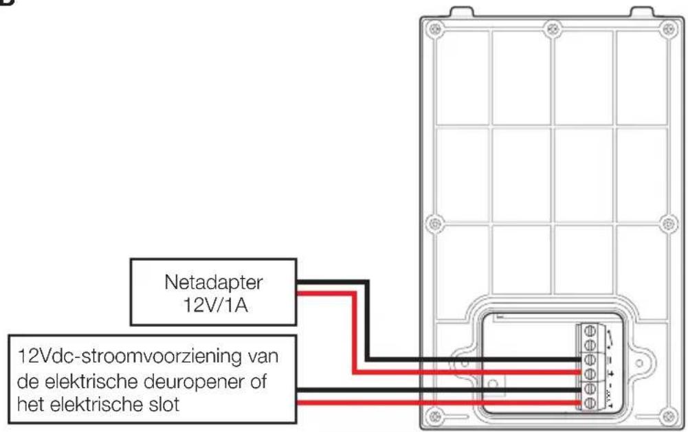 Netadapter 12V/1A 12Vdc-stroomvoorziening van de elektrische deuropener of het elektrische slot
