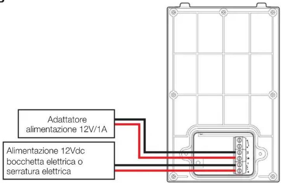 Adattatore alimentazione 12V/1A Alimentazione 12Vdc bocchetta elettrica o serratura elettrica
