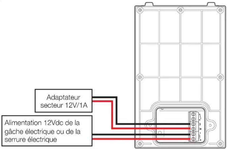 Adaptateur secteur 12V/1A Alimentation 12Vdc de la gâche électrique ou de la serrure électrique