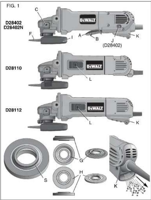 DEWALT D28110 - Causas del retroceso y su prevención por parte del operador - 1