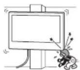 SONY SUWL700 - Nie należy instalować uchwytu ściennego w miejscach, w których, po zamontowaniu, rogi lub boki odbiornika wystają poza krawędź ściany. - 1