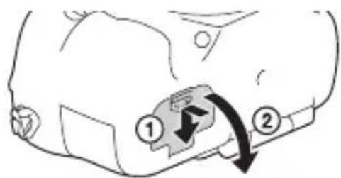 SONY ILCA77M2M - Einsetzen des Akkus/einer Speicherkarte (getrennt erhältlich) - 1