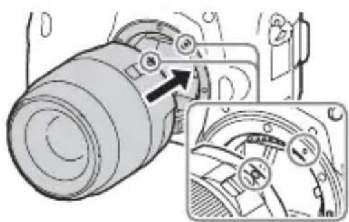 SONY ILCA77M2M - Mount the lens by aligning the orange index marks (mounting indexes) on the lens and camera. - 1