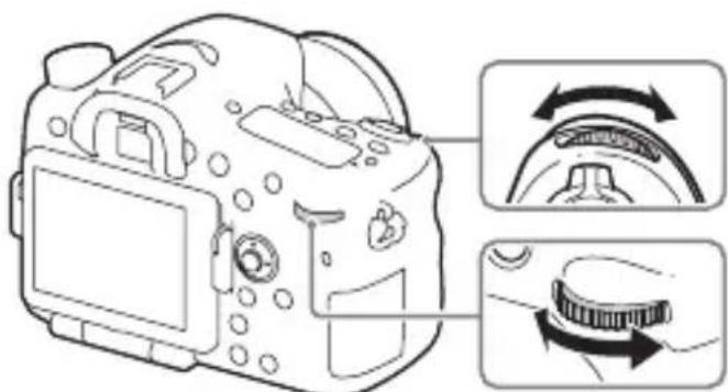 SONY ILCA77M2M - Het gebruik van de voorste/achterste keuzeknop - 1