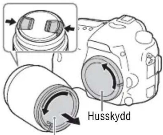SONY ILCA77M2M - Ta av husskyddet frän kameran och det bakre objektivlocket frän baksidan på objektivet. - 1