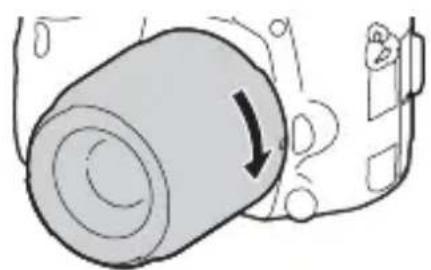 SONY ILCA77M2M - While pushing the lens lightly toward the camera, turn the lens clockwise until it clicks into the locked position. - 1