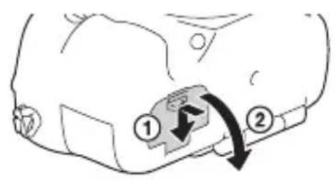 SONY ILCA77M2M - Insertion de la batterie et de la carte mémoire (vendue séparément) - 1