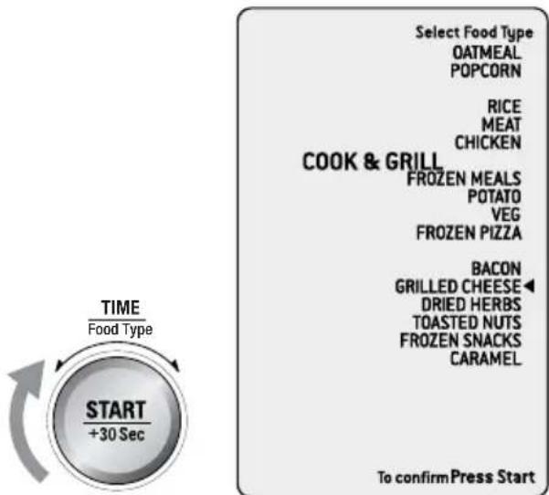 BREVILLE the Quick Touch Crisp BMO700 - Selecting a COOK & GRILL setting - 1