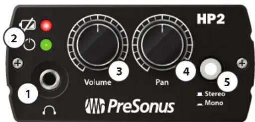 PRESONUS HP2 - Connexions et commandes de la face avant : - 1