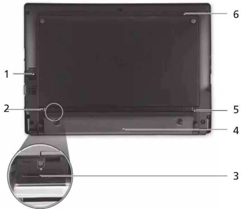 ACER Aspire One A150 - Pohled zespodu - 1