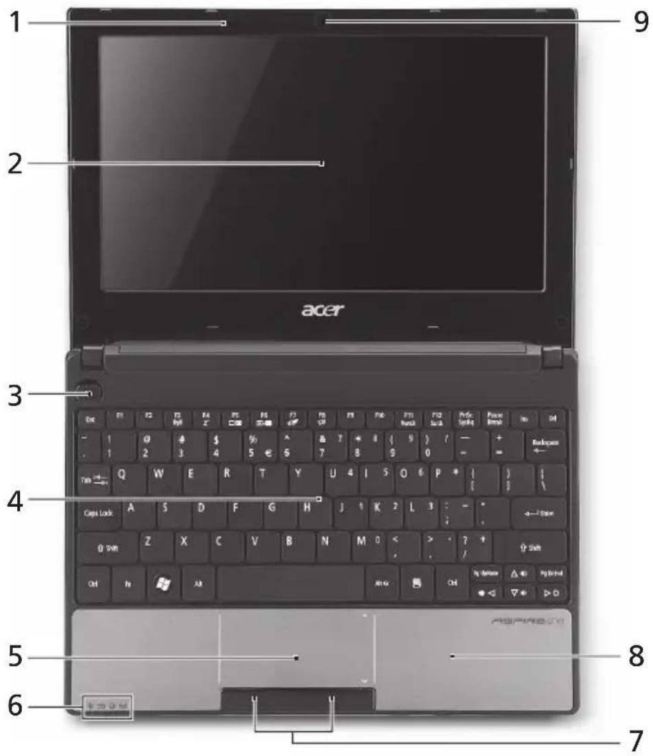 ACER Aspire One A150 - 上視圖 - 1
