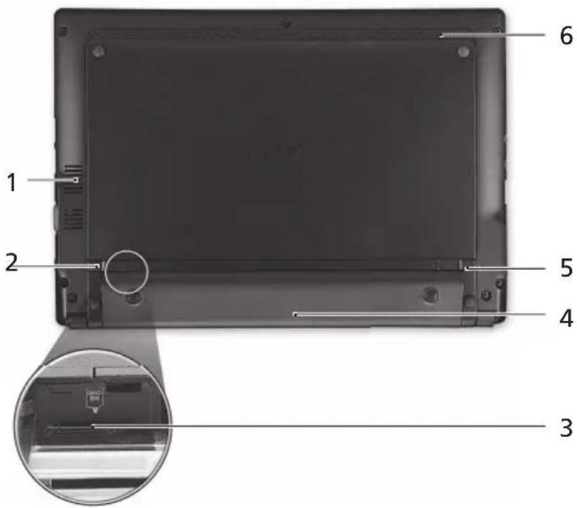 ACER Aspire One A150 - Widok od strony podstawy - 1