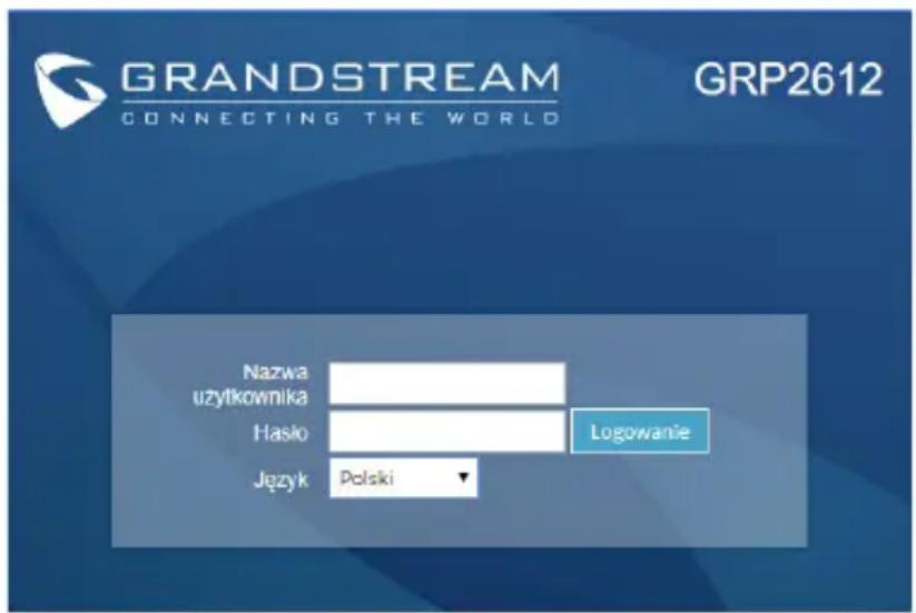 GRANDSTREAM GRP2612 - Skonfigurowac GRP2612/GRP2612P/GRP2612G/GRP2612W za pomocę przyeglądarki sieci Web: - 1