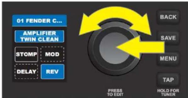 FENDER Mustang LT25 - MODIFICATION ET ENREGISTREMENT DES PARAMÉTRES DES EFFETS - 1