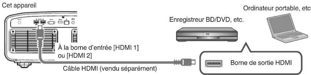 JVC DLANZ8 - Connexion à la borne d'entrée HDMI (entée numérique) - 1