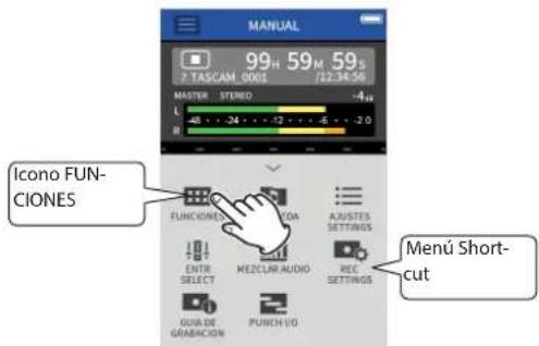 TASCAM Portacapture X8 - Retorno a la pantalla FUNCIONES - 2