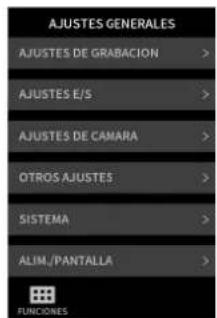 TASCAM Portacapture X8 - Pantalla AJUSTES GENERALES - 1