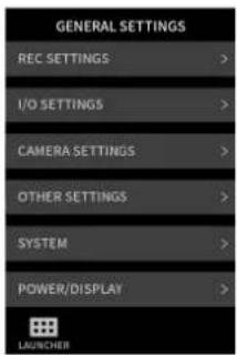TASCAM Portacapture X8 - GENERAL SETTINGS screen - 1