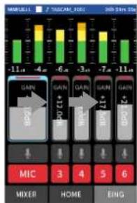 TASCAM Portacapture X8 - Hauptseite (HOME) Eingangseinstellungen Mischer Hauptseite (HOME) - 3