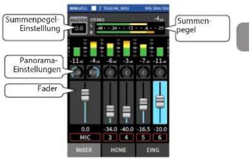 TASCAM Portacapture X8 - Aktion 3: Mischeinstellungen vornehmen - 2