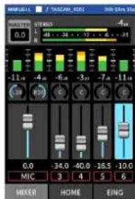 TASCAM Portacapture X8 - Hauptseite (HOME) Eingangseinstellungen Mischer Hauptseite (HOME) - 4