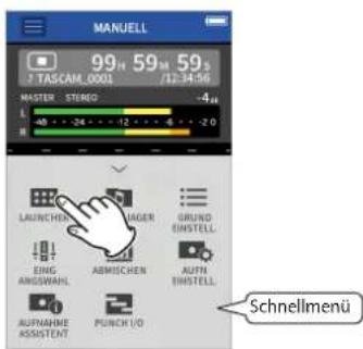 TASCAM Portacapture X8 - Das Schnellmenu erscheint unter auf dem Display. - 1