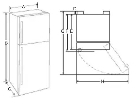 LG GTF916PZPZD - Méretek és hézagok - 1