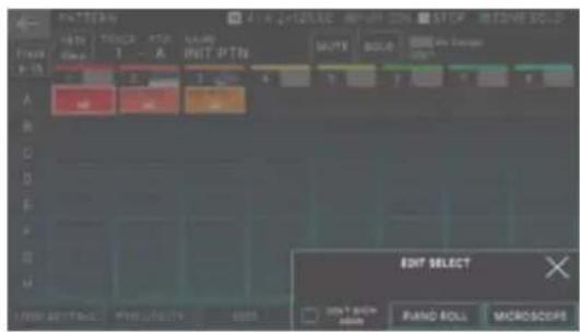 ROLAND FANTOM07 - Sélectionnez le motif à modifier sur l'écran pattern et appuyez sur [E3] EDIT. - 1