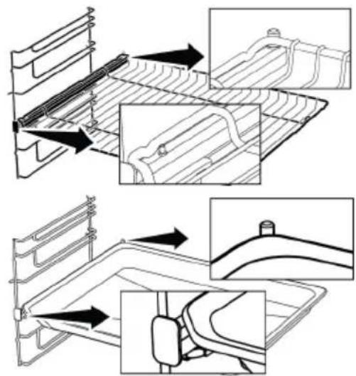 BEKO BBIM12300XD - Mise en place appropriée de la grille métallique et du plateau sur les rails télescopiquesModèles à étagères grillagées et rails télescopiques - 1