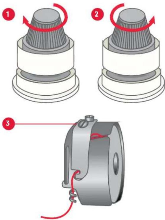 PFAFF Creative stylist MN 110 - Ajuster la tension du fil de canette - 1