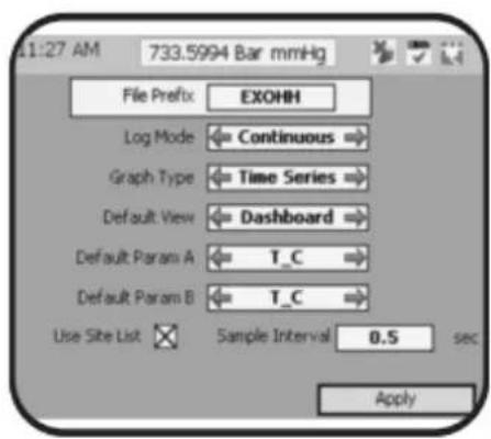 YSI EXO2 - Choix des paramètres - 1