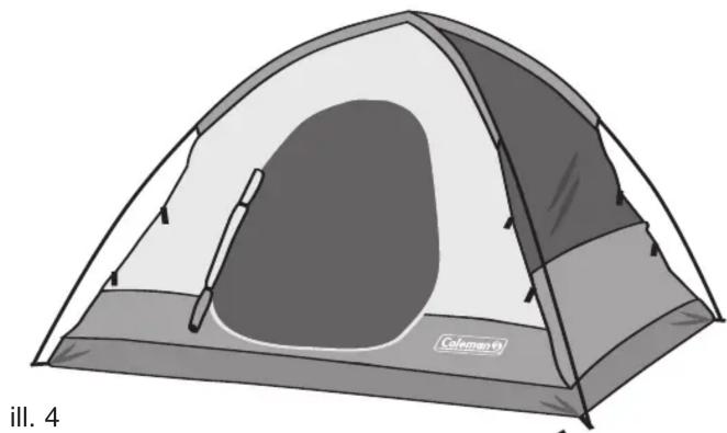 COLEMAN Sundome - Fixez l'armature à la toile - Introduisez un bout du mât de la tente - 1