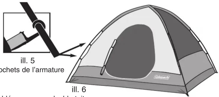 COLEMAN Sundome - Fixez la tente à l'armature à l'aide des crochets - 1