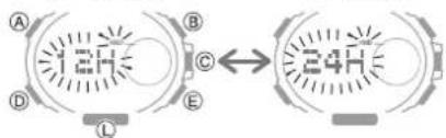 CASIO GShock GSTB300 - Basculement entre le mode Indication de l'heure 12 heures et 24 heures - 3