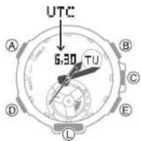 CASIO GShock GSTB300 - Selection du temps universel   coordonné (UTC) comme   celui de votre ville dans   Heure du monde - 1
