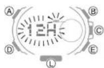CASIO GShock GSTB300 - Basculement entre le mode Indication de l'heure 12 heures et 24 heures - 2