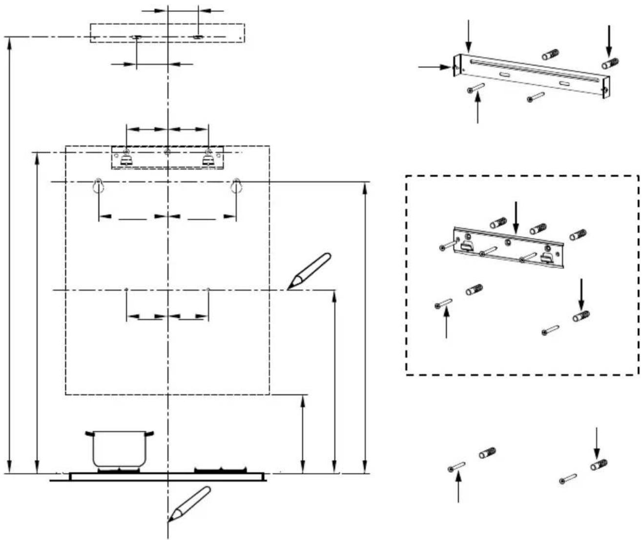 EAS Electric EMRH908VRTW - TROUS DANS LE MUR ET FIXATION DES SUPPORTS - 1