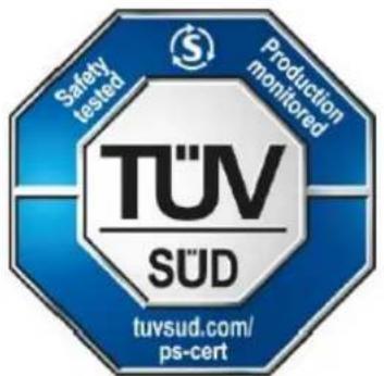 Safety tested Production monitored TÜV SÜD tuvsud.com/ ps-cert