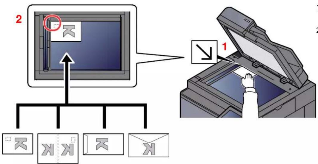 KYOCERA TASKalfa 9002i - Lors du placement des enveloppes ou cartes sur la glace d'exposition - 1