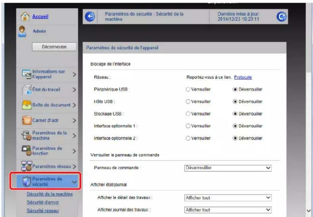 KYOCERA TASKalfa 9002i - Configurer les paramètres de sécurité. - 1