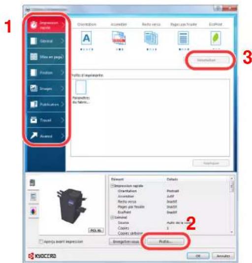 KYOCERA TASKalfa 9002i - Écran des propriétés du pilote d'imprimante - 1
